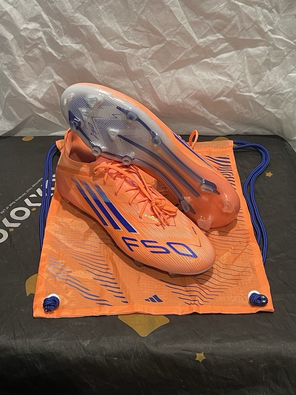 New Men’s 13 Adidas F50 Elite FG Beam Orange Lucid Blue Soccer Cleats JH7618